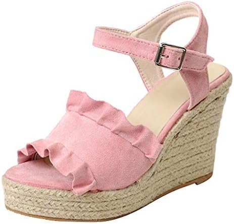 ALIKEEY Women Casual Wedge Lace Buckle Strap High Heel Platform Peep Toe Shoes Sandals Leisure Ankle Strap Shoes Summer Beach Sandals Size 3 4 5 6 7 8