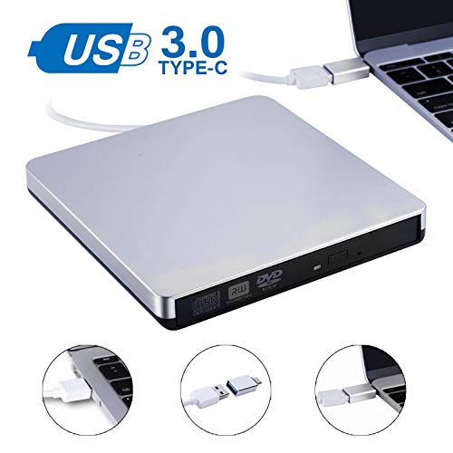 Guamar External CD DVD Drive USB3.0 USB C Superdrive External CD DVD+/- RW Burner Writer Optical Drive Compatible with Mac/MacBook Pro/Air/iMac/Laptop/Windows10 - Thumbnail 6