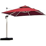 PURPLE LEAF 11 Feet Double Top Deluxe Square Patio Umbrella Offset Hanging Umbrella Outdoor Market Umbrella Garden Umbrella, Terra