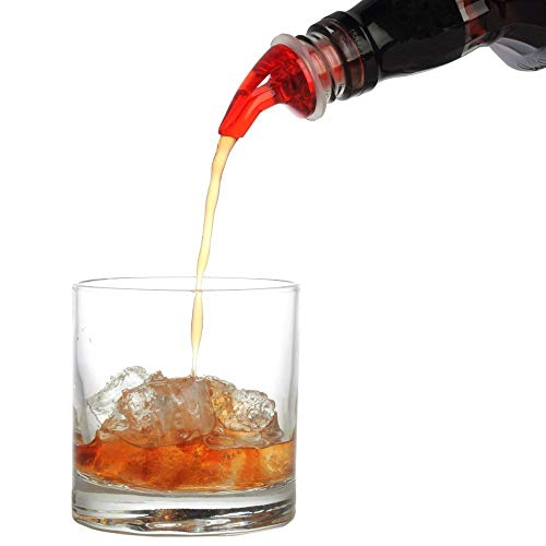 Automatic Measured Bottle Pourer - Quick Shot Spirit Measure Pourer Drinks Wine Cocktail Dispenser Home Bar Tools Pack of 4, 1 oz (30 mL) (red)