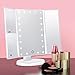 Makeup Vanity Mirror-Lighted Makeup Mirror with Touch Screen-21 LED Lights and Dual Power Supply Trifold Mirror-1X/2X/3X Magnifying Countertop Cosmetic Mirror