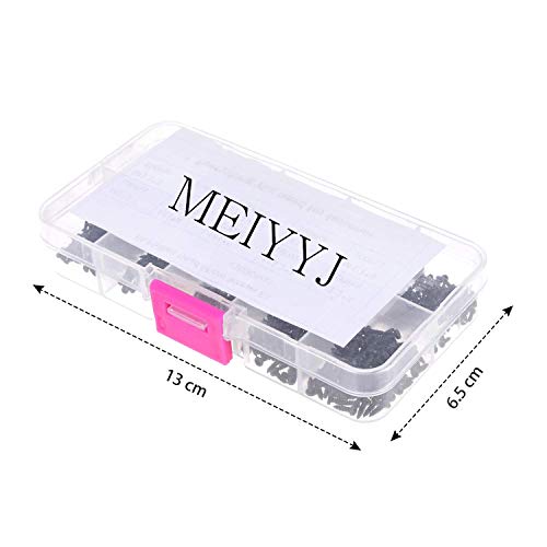 MEIYYJ M1 M1.2 M1.4 M1.7 Mix PA Phillips Head Micro Screws Round Head Self-Tapping Electronic Mini Wood Screws Kit, Pack of 1000