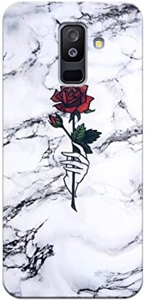 PICWIK Designer Printed Back Cover/Hard Case for Samsung Galaxy A6 Plus (Rose on Marble Design/Pattern) - J395