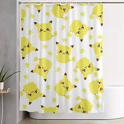 Duwamesva Shower Curtain Cute Pikachus Art Print, Polyester Fabric Bathroom Decorations Collection with Hooks- 60 X 72 Inch