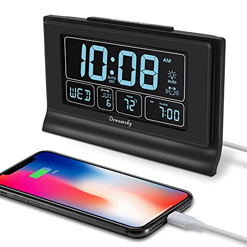 DreamSky Digital Alarm Clock with Backup Battery Auto Set Alarm Clock