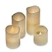 Hayley Cherie® - Textured Real Wax Flameless Candles with Timer (Set of 4) - LED Candles 3, 4, 5, 6 inches Tall - Flickering Amber Flame - Battery Operated Pillar Candles – Large Unscented