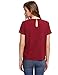 Romwe Women's Loose Short Sleeve Round Neck Solid Summer T-Shirt Tops Blouse Red M