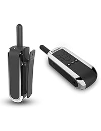 Qniglo Mini portátil con walkie talkies Recargable de 16 canales Radios de dos vías de largo alcance 450-470Mhz Walkie Talkie con auriculares para el restaurante del hotel Centro comercial Bar (1 par, negro)