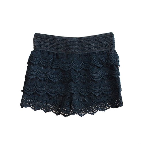 Zacoo Women's Crochet Pleated Lace Shorts
