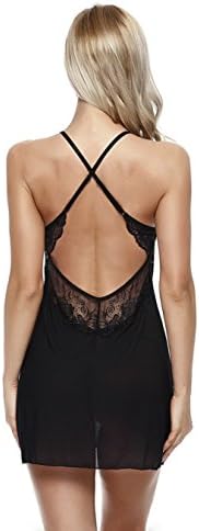 Dazzli Women Babydoll Sexy Lingerie Perspective Lace Halter Nightwear
