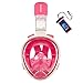 UooCooL 180° Full Face Snorkel Mask- Panoramic view Snorkeling Mask For Adults And Kids, Breathe freely With Anti Fog And Anti Leak Design, See More with a Larger Viewing Area (Pink, Kid)