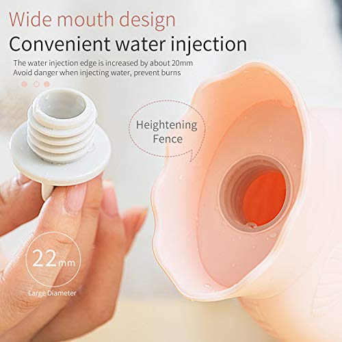 Microwave Heating Bottle Environmental Silicone Transparent Hot Water Bag with Knit Cover, Hot & Cold Therapies - Gift for Birthday, Christmas, Valentine's Day, Gift Exchange Party (Large, Pink)