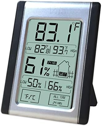 Digital Thermometer and Hygrometer --- Indoor Humidity & Temperature Monitor with Battery Included - Large, Bright LCD Display for Quick Reading - Multiple Mounting Options - Convenient Touch Screen