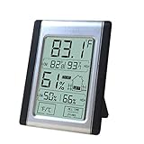 Digital Thermometer and Hygrometer --- Indoor Humidity & Temperature Monitor with Battery Included - Large, Bright LCD Display for Quick Reading - Multiple Mounting Options - Convenient Touch Screen