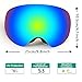 Kasliny Ski Goggles, Snow Goggles Snowboard Over Glasses Goggles for Men, Women & Youth - UV400 Protection and Anti-Fog - Double Grey Spherical Lens Comfortable for Skating Skiing Snowmobiles - Black