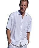 Cotton Natural Short Sleeve Shirt Button Down Casual Summer Cruise Beach Shirt