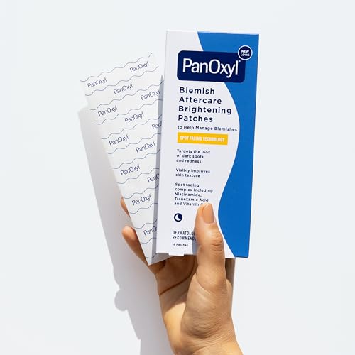 PANOXYL BLEMISH BRIGHTENING PATCHES: DERMATOLOGIST-RECOMMENDED, HELP FADE POST-ACNE DARK SPOTS AND REDUCE REDNESS, LARGE CLEAR PATCHES COVER A BIGGER AREA, VEGAN AND LATEX-FREE, 16CT