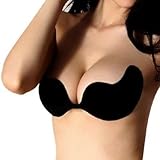 Sexy Bust Self-adhesive Front Closure Strapless Invisible Bra(l(c-d cup),Black)
