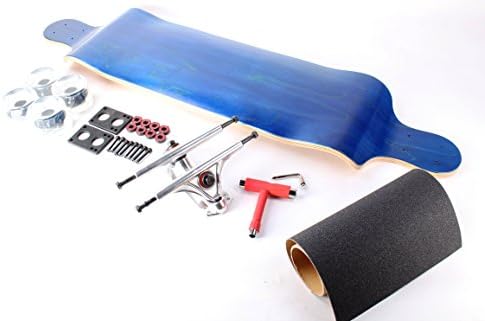 41" Blue Drop Down Longboard Blank Clear Wheels Complete Kit