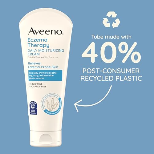 Aveeno Eczema Therapy Daily Moisturizing Body Cream for Sensitive Skin, Soothing Eczema Relief Cream, Colloidal Oatmeal & Ceramide for Dry & Itchy Skin, Steroid- & Fragrance-Free, 7.3 oz