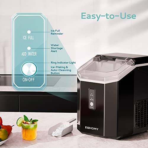 EUHOMY Nugget Ice Maker Countertop with Handle, Ready in 6 Mins, 33lbs