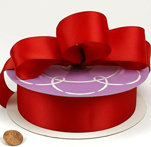 iRibbons 1-1/2" 38MM X 50yd Red Double Face Satin Ribbon (Red)