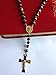 J.Shine Men Women Black 8mm Bead Rosary Necklace & Gold Tone Crucifix Pendant Vintage Chain 28