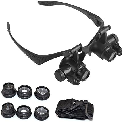 iFun iCool Loupe Glasses 10X 15X 20X 25X LED Illuminated Double Eye Jewelry Watch Repair Magnifying Glasses Loupe Magnifier Kit
