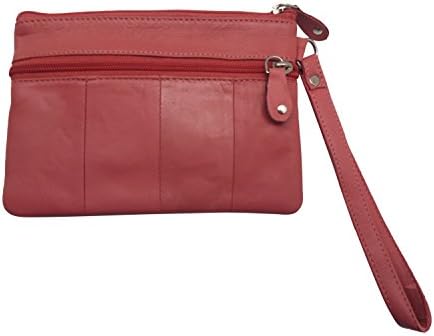 London Stitch Soft Genuine Leather Wristlet Clutch Wallet (Pastel Pink)