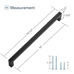 Ravinte 10 Pack Square Cabinet Pulls 10 Inch Black