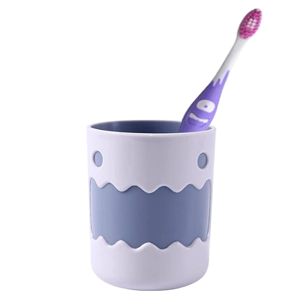 Hoshen cute little monster color matching mouthwash cup, reusable toothbrush holder, bathroom cup, tooth brushing cup, plastic 450ml (1Pcs, Gray)