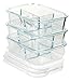 [Premium 3 Pack] 3 Compartment Glass Meal Prep Containers 3 Compartment 6-Piece Set with Snap Locking Lid, BPA-Free, Leakproof, Microwave, Oven, Freezer, Dishwasher Safe (4.5 Cup, 36 Oz, Rectangle)