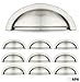 Satin Nickel Kitchen Cabinet Pulls - New 3 Inch Hole Center Bin Cup Drawer Handles - 10 Pack of Kitchen Cabinet Hardware