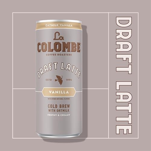 LA COLOMBE COFFEE, OATMILK VANILLA LATTE, 11 FL OZ CANS (PACK OF 12), COFFEEHOUSE QUALITY COLD BREW, SPECIALTY GRADE COFFEE BEANS, READY-TO-DRINK ON-THE-GO