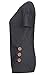 CEU Women's Short Sleeve Casual Tunic Buttons Decor Crew Neck T-Shirt Black Grey XL