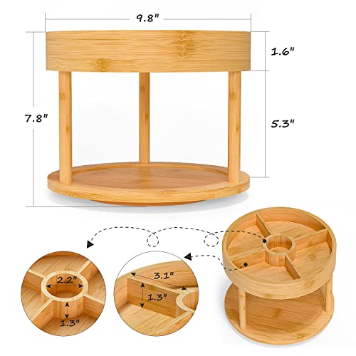 2 Tier Lazy Susan Spice Organizer Bamboo Wooden Two Tier Lazy Susan