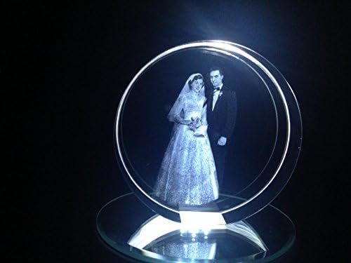 Massive pure crystal laser circle In 2D (10cm x 10cm) any image or photo engraved into beautiful crystal