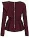 Meaneor Women's Ruffles Peplum Long Sleeve Dressy Blouse Tops (Medium, Wine Red)