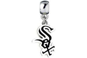 HEAVENS JEWELRY CHICAGO WHITE SOX BASEBALL CHARM 7/16" ACROSS x 5/8" IN LENGTH TEAM SLIDER PENDANT FOR YOUR NECKLACE EUROPEAN CHARM BRACELET (Fits Most Name Brands) JEWELRY BEADS DIY PROJECTS ETC