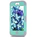 iPhone 5C Case,HKW Bling Rhinestone 3 in 1 Armor Shockproof Diamond Protective Back Case Cover for Apple iPhone 5C with Stylus Pen (Mint Green/Grey) (MA1588)