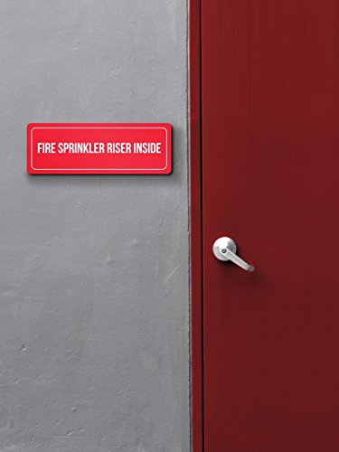iCandy Combat Red Background with White Font Fire Sprinkler Riser Inside Outdoor & Indoor Plastic Wall Sign - 4 Pack, 3x9 Inch