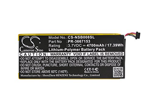 Cameron Sino Li-Polymer 3.70V 4700mAh / 17.39Wh Tablet Battery Compatible With Nabi PR-3667153, Fits Nabi Dreamtab 8"/DMTAB-NV08B