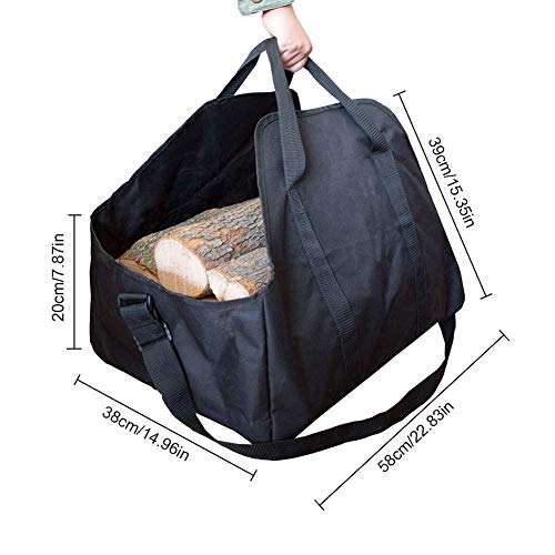 Portable Firewood Storage Bag,Outdoor Indoor Oxford Cloth Log Carrier Bag Large Logging Tote Bags with Handles,Black - Thumbnail 7