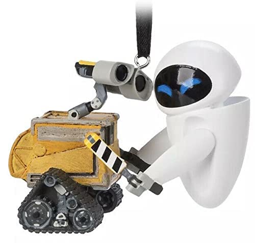 DParks WALL-E and EVE Hanging Ornament - Yellow, Blue - Resin - H6 x W8 x D5cm - Halloween, Birthday, Christmas