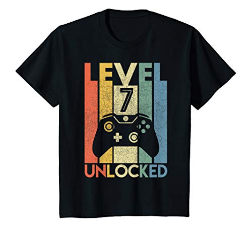 Kids Level 7 Unlocked Shirt Funny Video Gamer 7th Birthday Gift T-Shirt