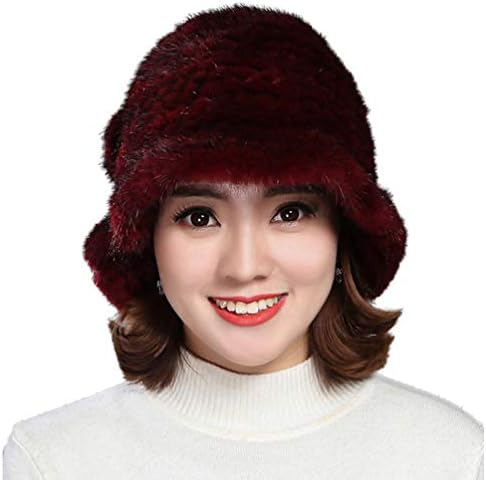Winter Genuine Knitted Mink Fur Hat for Womens Beanie Warm Cap