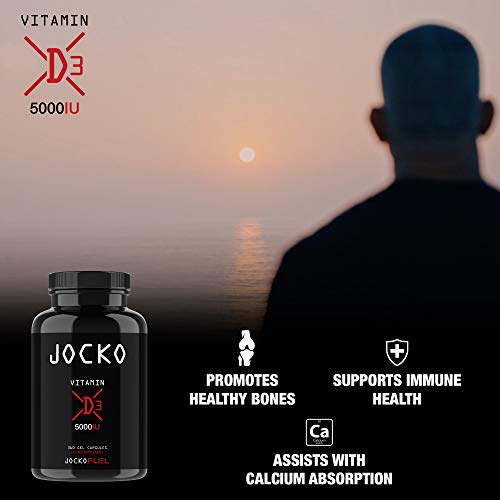 Jocko Vitamin D3 5000IU Supports Immune System, Bone Health, Low Blood Pressure, & Metabolic