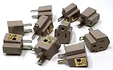 10 Pack 3 to 2 prong AC Polarized Grounding AC Power Plug Adapter UL RATED