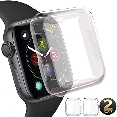 【2Pack】 Wistore Compatible with Apple Watch 4 Case 44mm, Apple Watch Series 4 Screen Protector, 2018 New iWatch Overall Protective Case TPU HD Clear Ultra-Thin Cover for Apple Watch Series 4 (44mm)