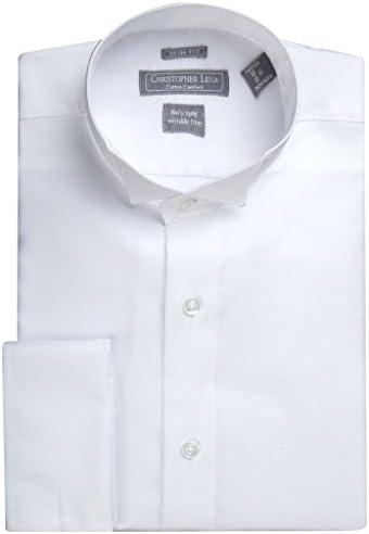 Christopher Lena Men's C514KSOF Slim Fit Wing Tip French Cuff Tuxedo Shirt - White - 16.5 4-5